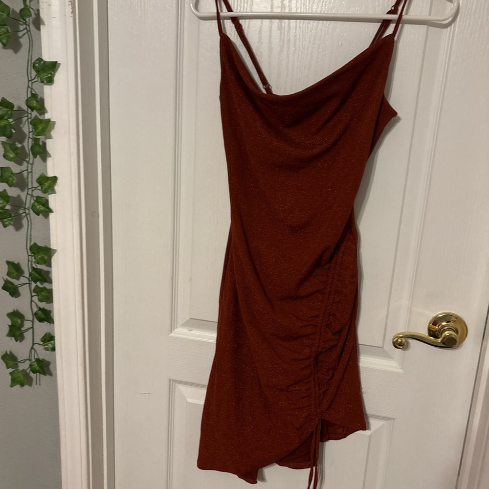 orange tie adjustable HOCO dress
